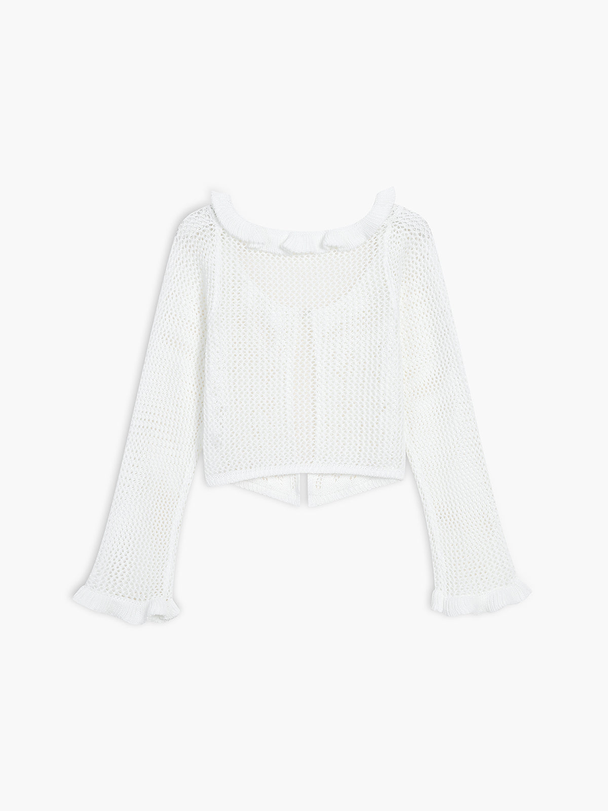 Gehäkelte Strickjacke mit Ösen