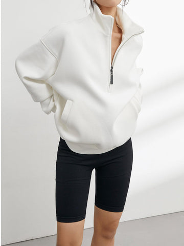 Yarım Fermuarlı Oversize Sweatshirt