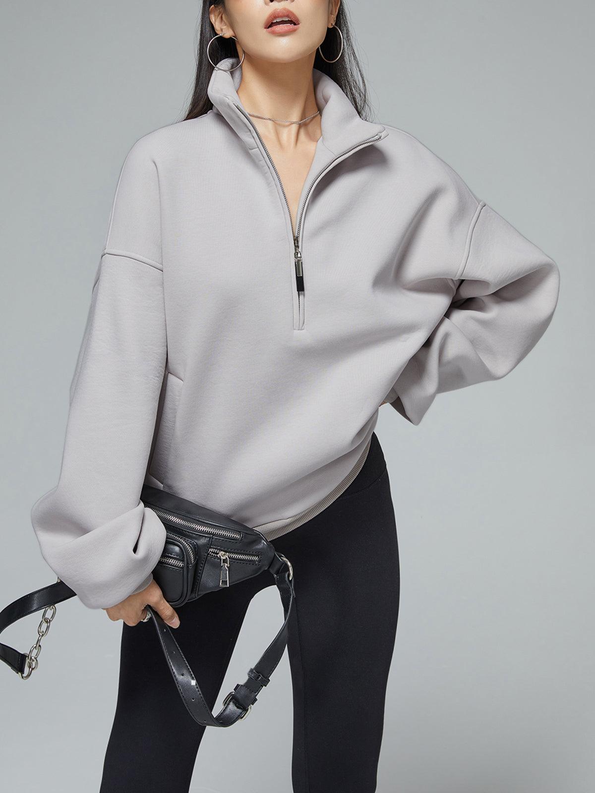 Yarım Fermuarlı Oversize Sweatshirt