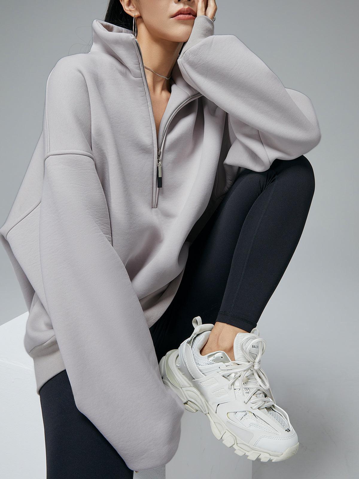 Yarım Fermuarlı Oversize Sweatshirt