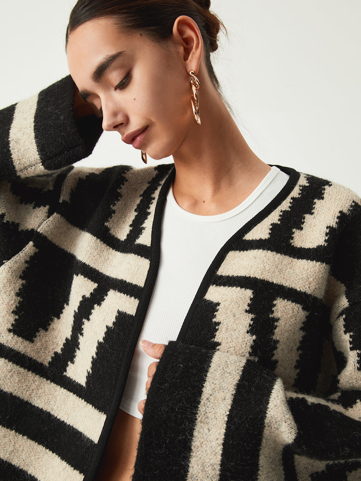 Geometric Pattern Kimono Cardigan