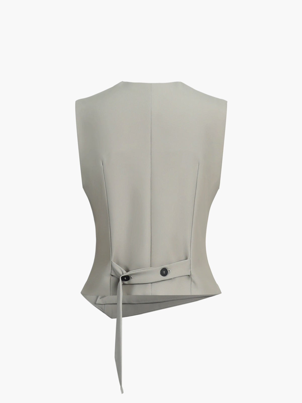 Asymmetrical Grey Green Buttoned Sleeveless Vest