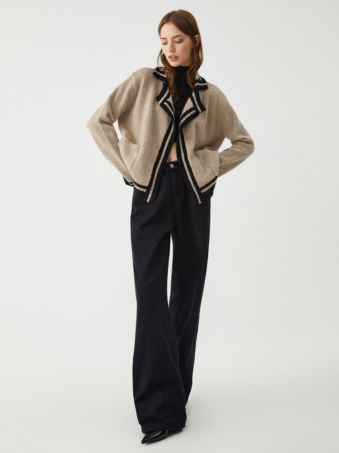 Contrast Cut Knit Cardigan