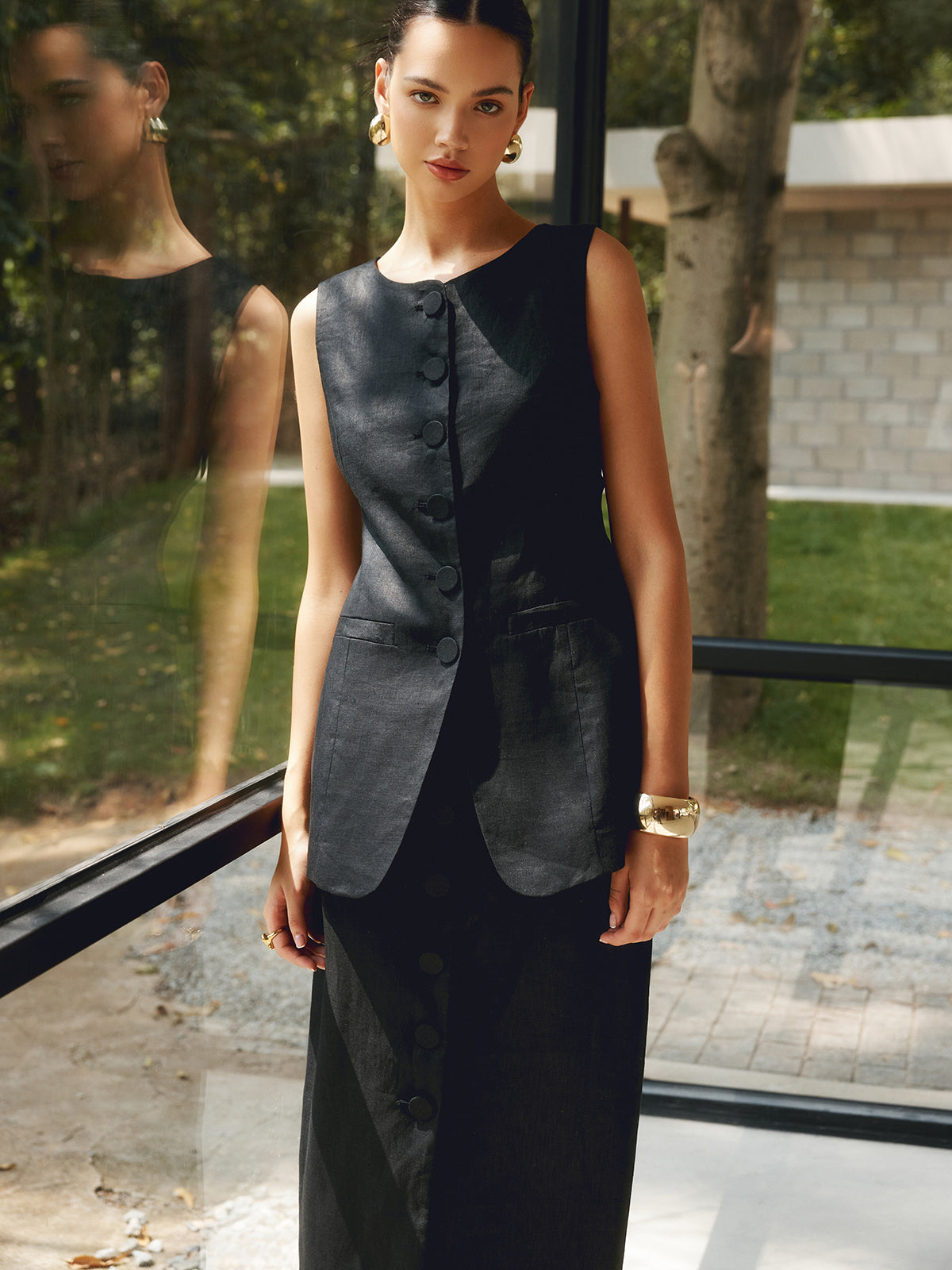 Basic Linen Blends Plain Vest