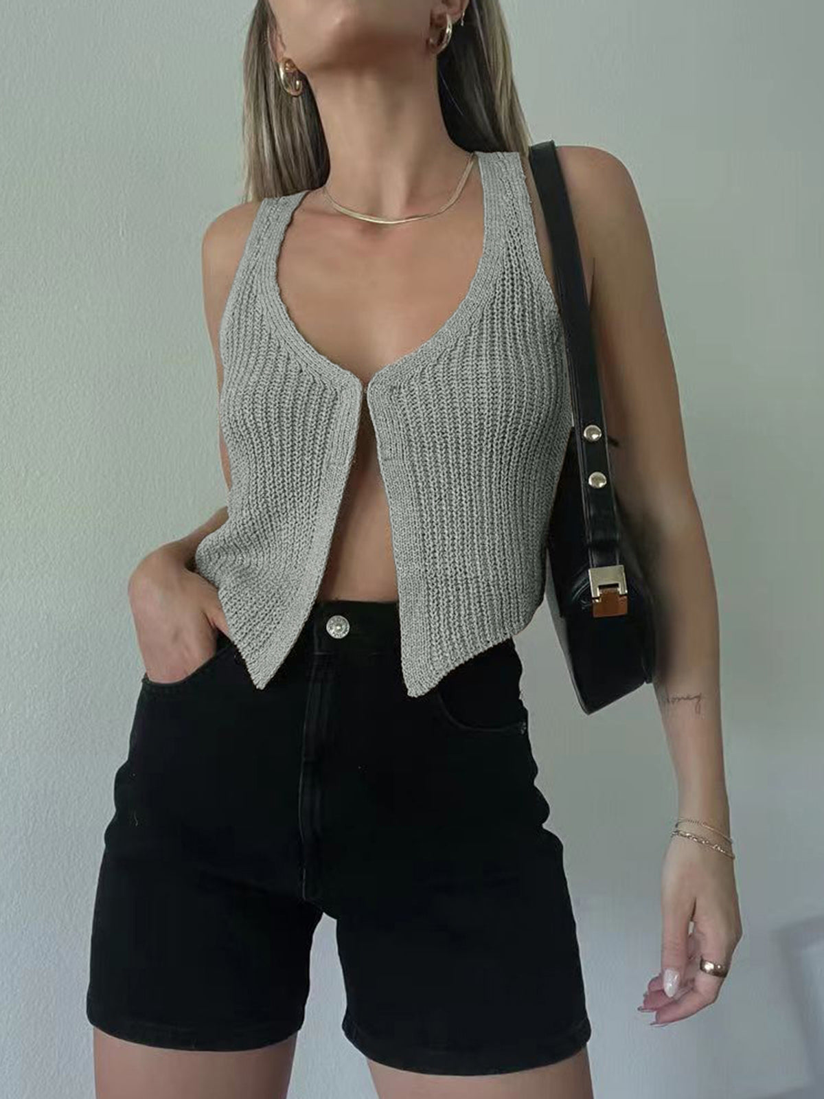 Classic Hook and Eye Knit Vest