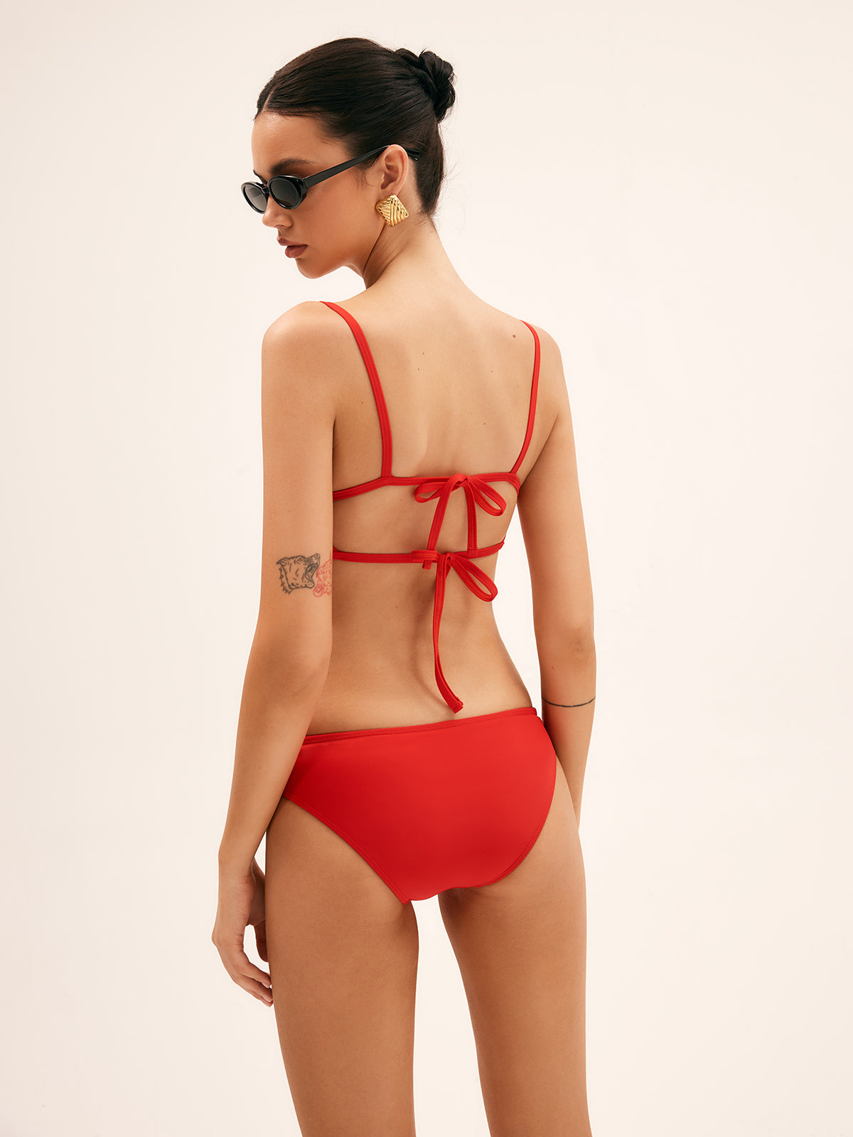 Cherry Bomb Solid Lace-up Bikini Set 