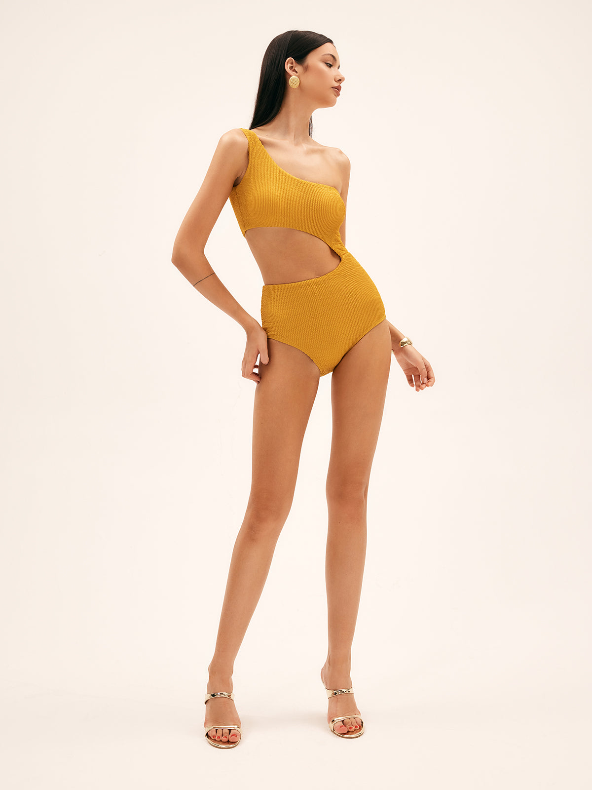Sunflower Asymmetrical Cut One-Piece Swimsuit 