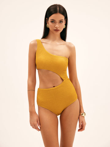 Sunflower Asymmetrical Cut One-Piece Swimsuit 