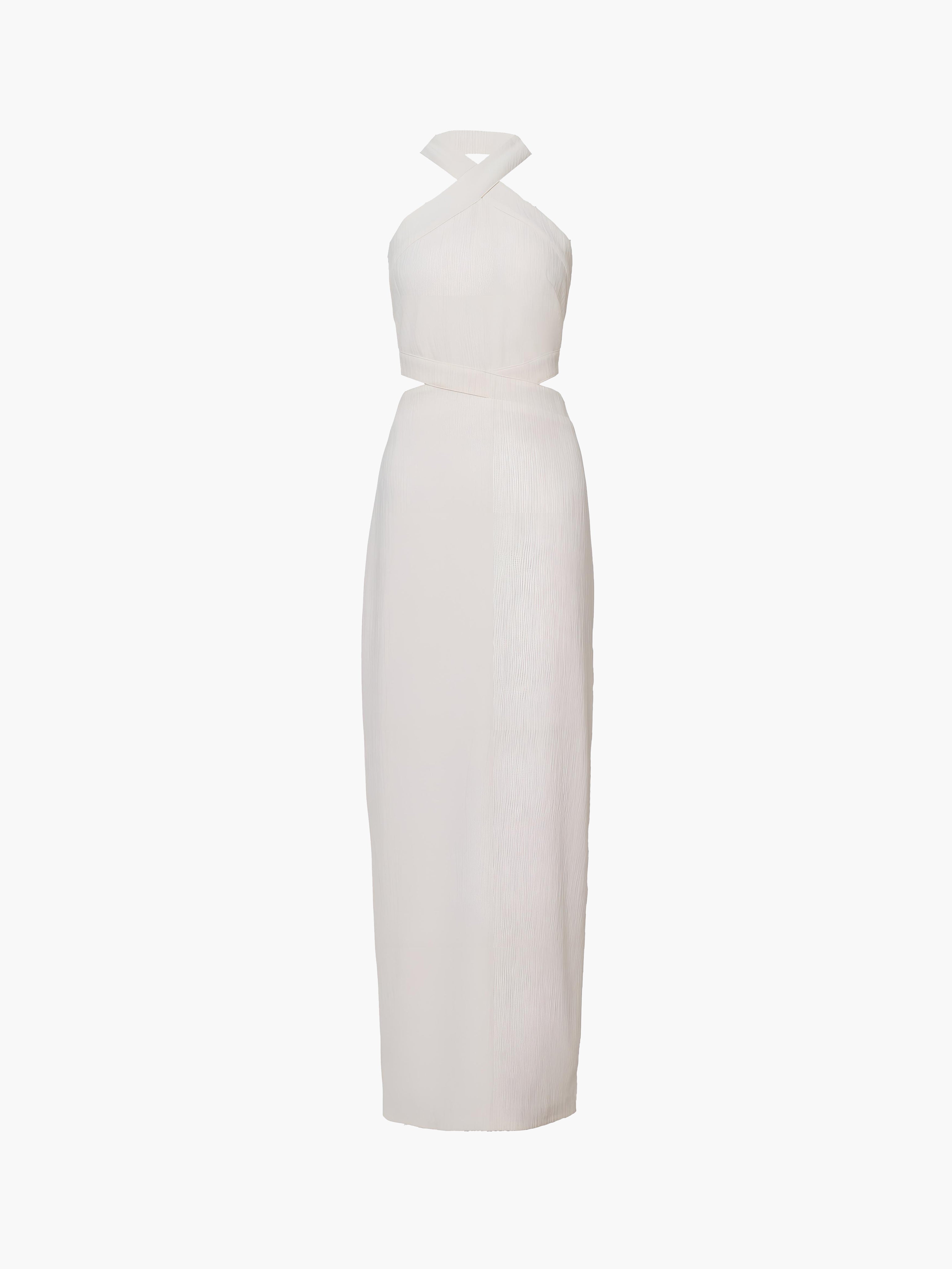 Crisscross Cutout Halter Split Maxi Elbise