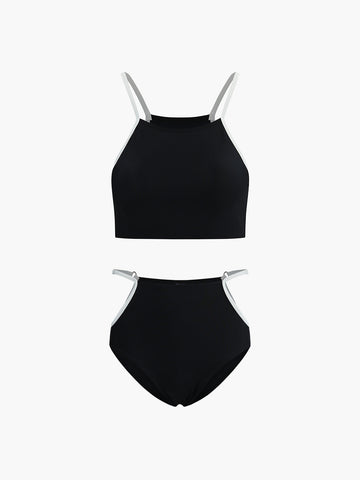 Bikini-Set mit kontrastfarbenen Schnürungen und Cut-outs