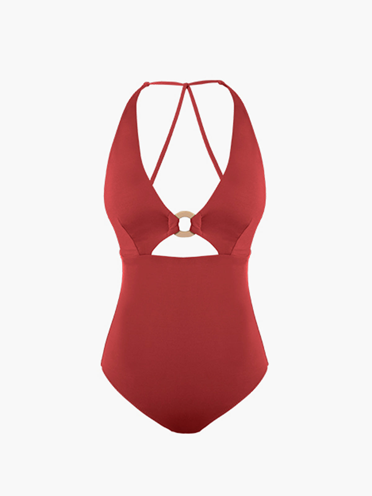 Metal Ring Cutout Barbell One-Piece Swimsuit