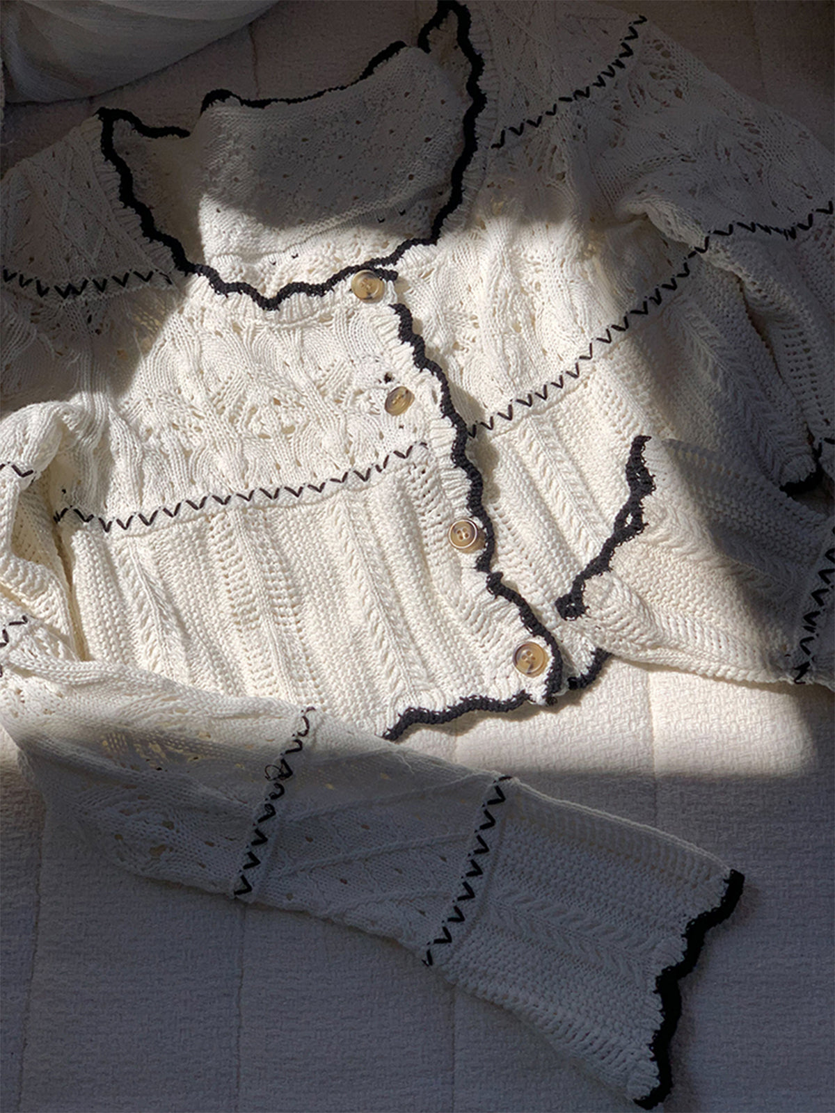 Contrast Tie Knit Cardigan
