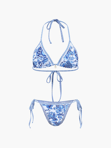 Printed Halter Knot Bikini Set