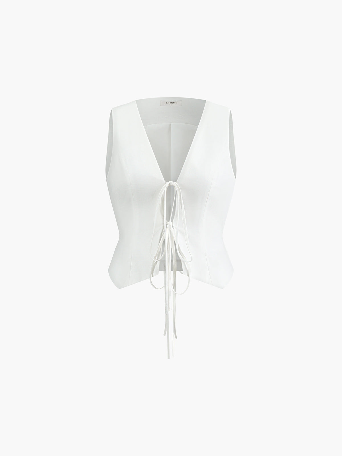 Cotton & Linen Vest with Lace-up Detail