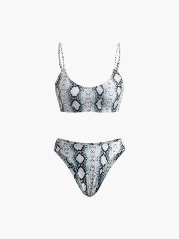 Bedrucktes Bikini-Set mit Trägern