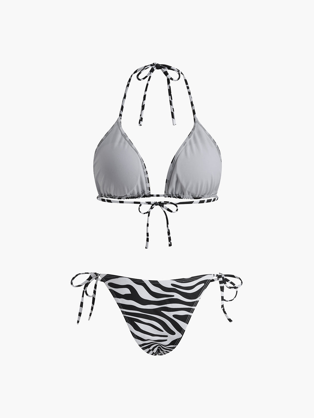 Zebra-gestreiftes Triangel-Bikini-Set