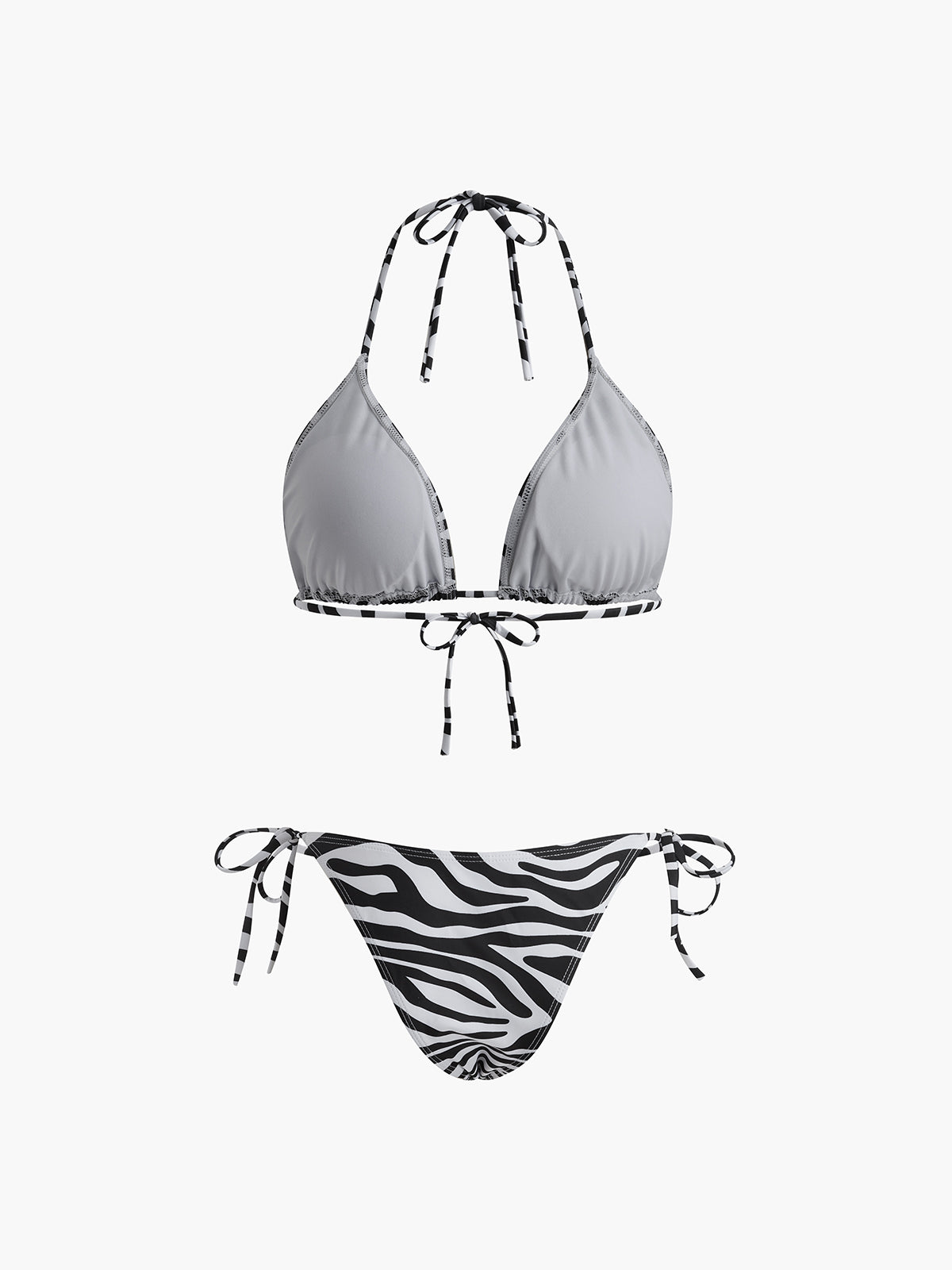 Zebra-gestreiftes Triangel-Bikini-Set