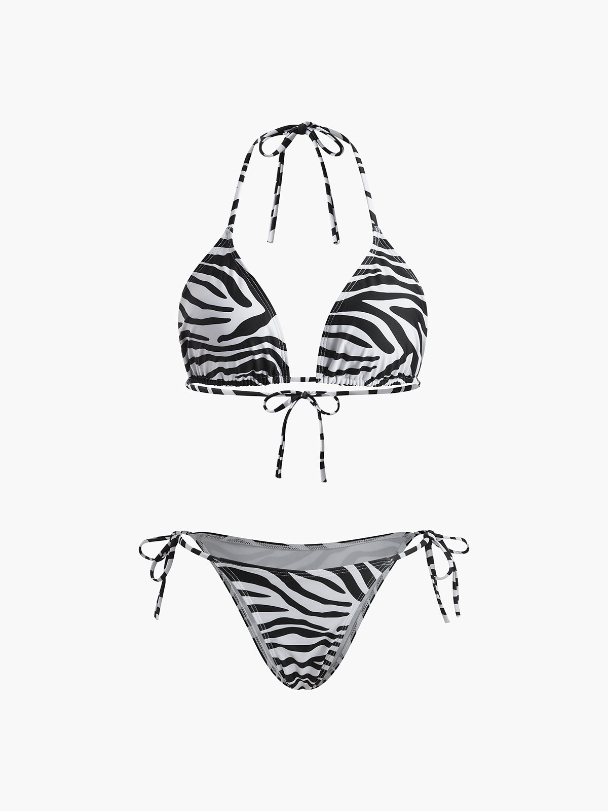 Zebra-gestreiftes Triangel-Bikini-Set