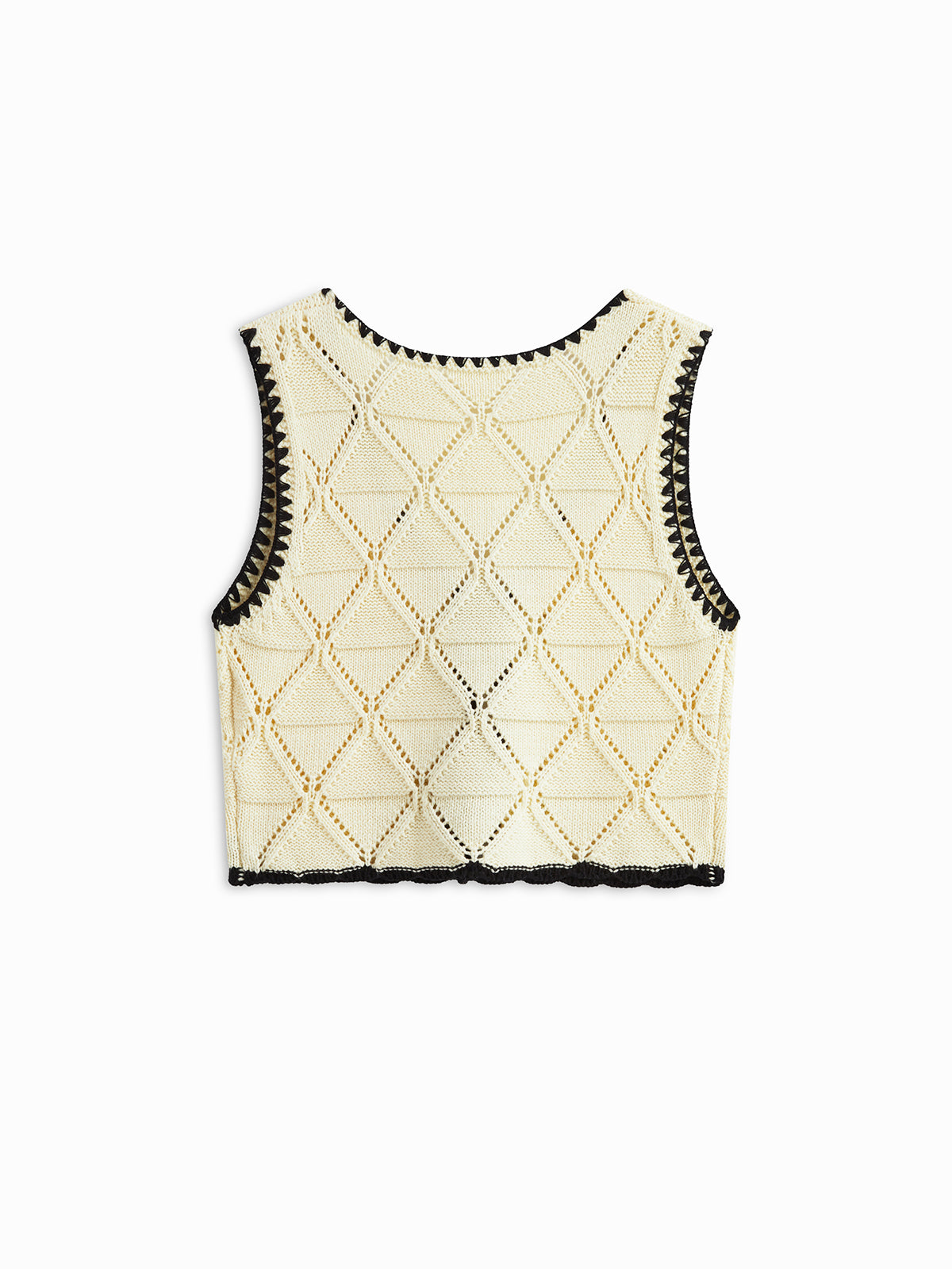 Strickweste mit geknotetem Kontrastrand