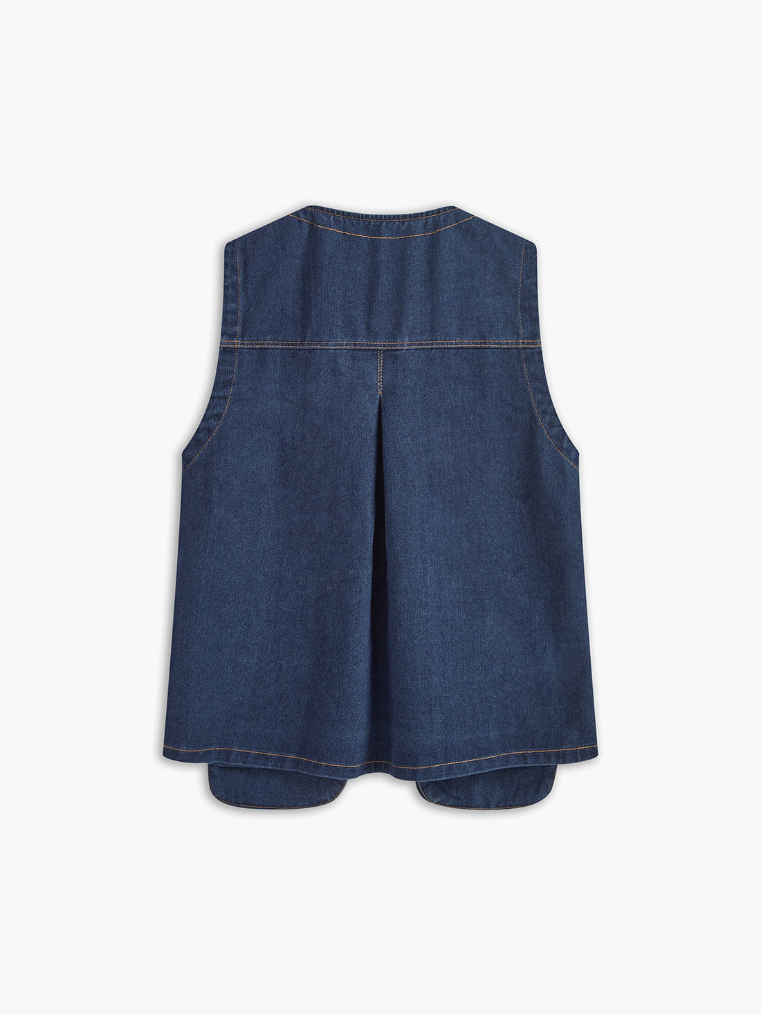 Kravat Yaka Cepli Pileli Denim Uzun Üst