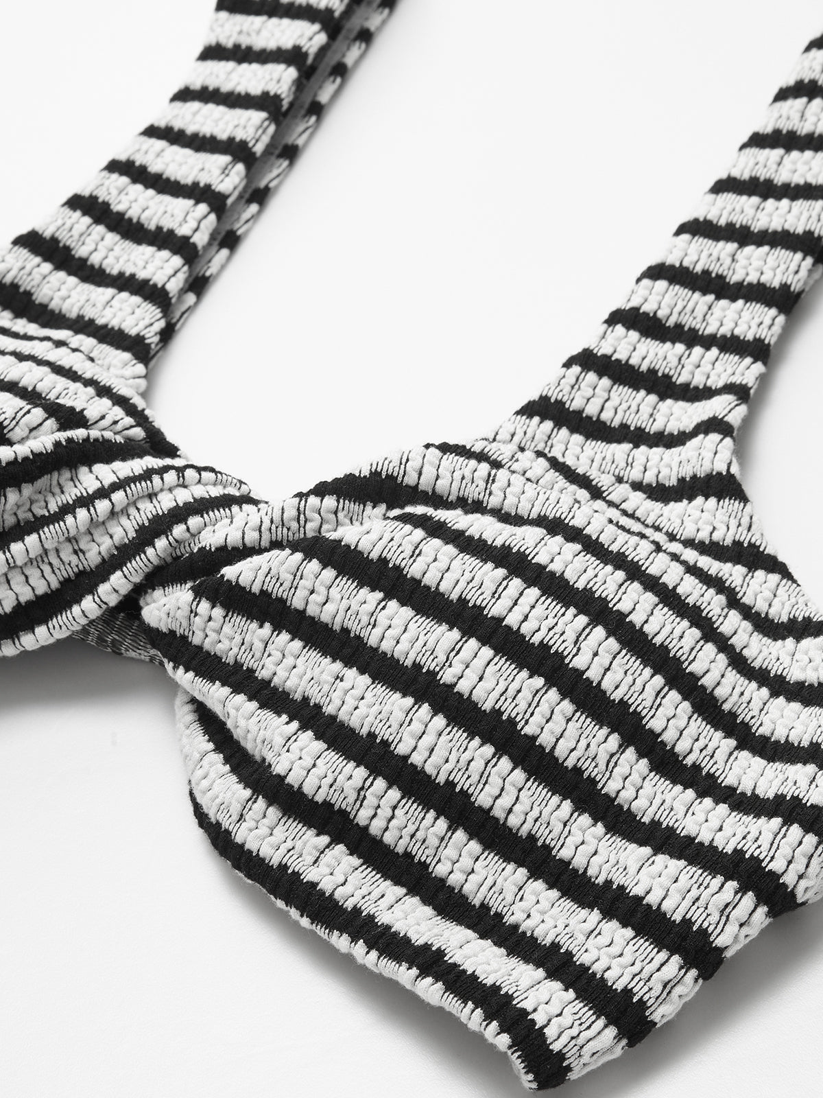 Knotted Striped Knit Bikini Set