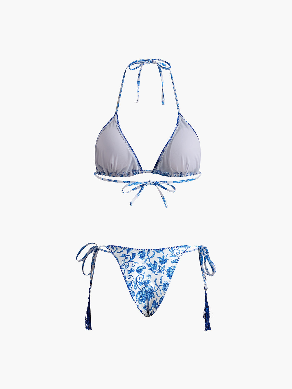 Bikini-Set mit Print und Quasten, verstellbaren Trägern