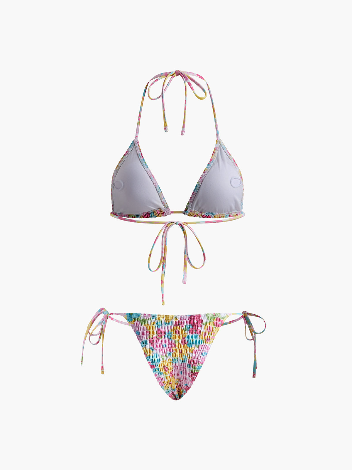 Gerafftes Bikini-Set mit Print und herausnehmbaren Polstern