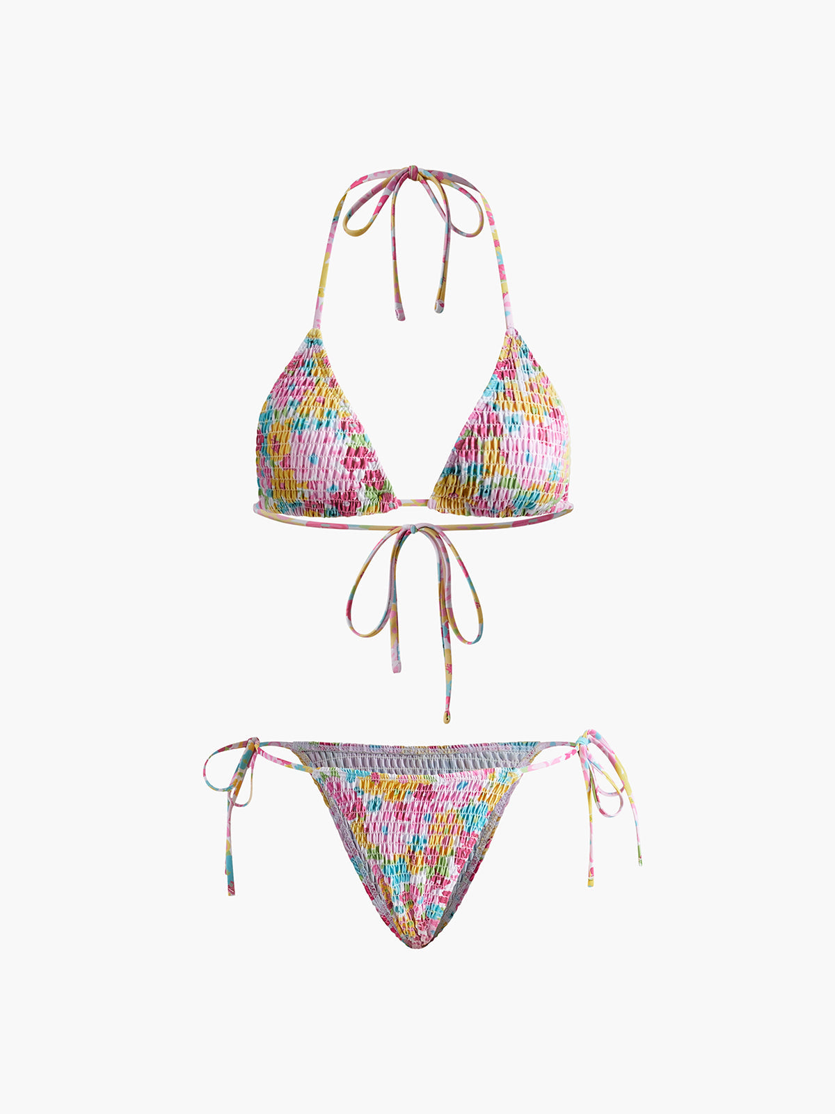 Gerafftes Bikini-Set mit Print und herausnehmbaren Polstern