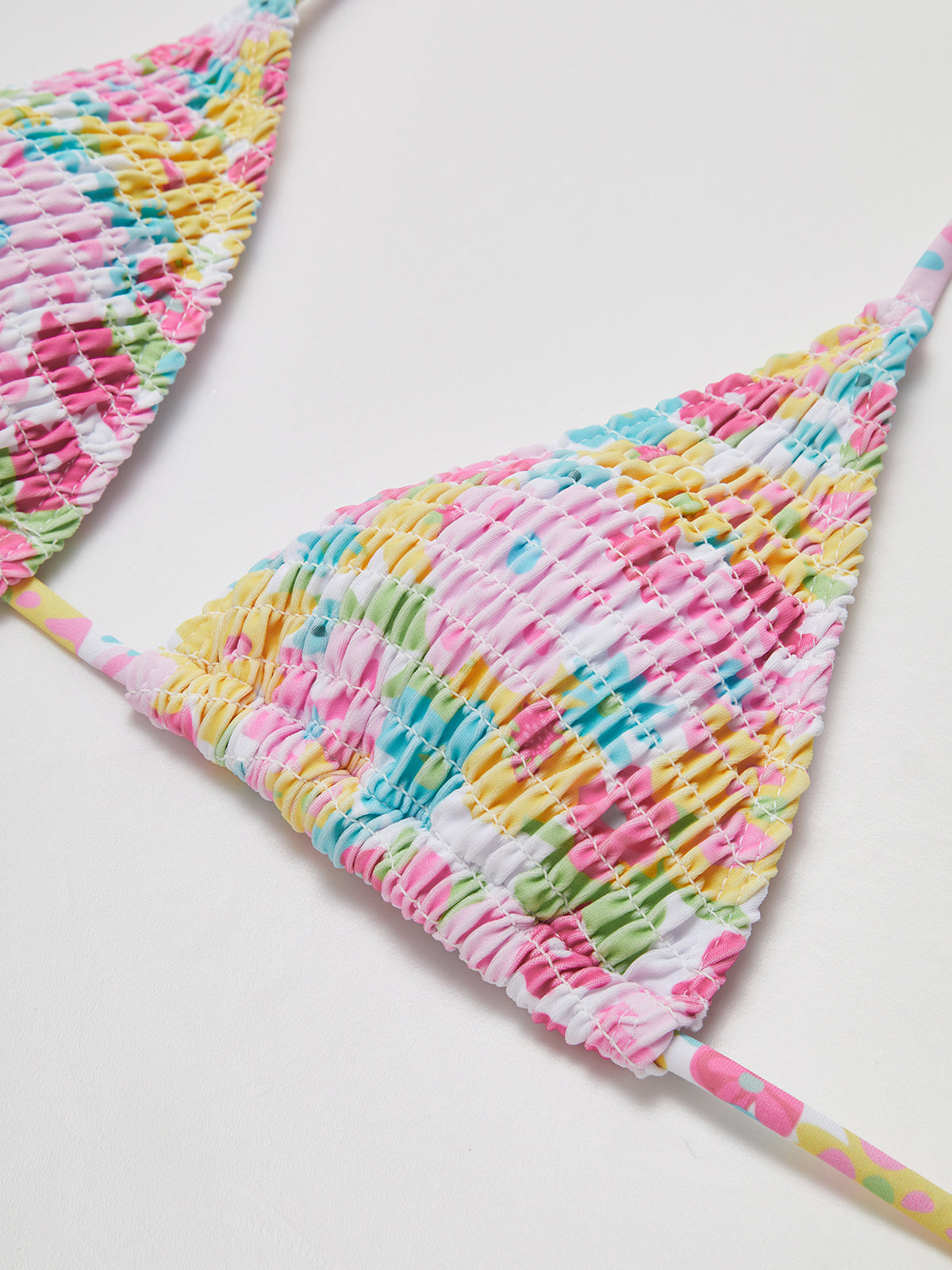 Gerafftes Bikini-Set mit Print und herausnehmbaren Polstern