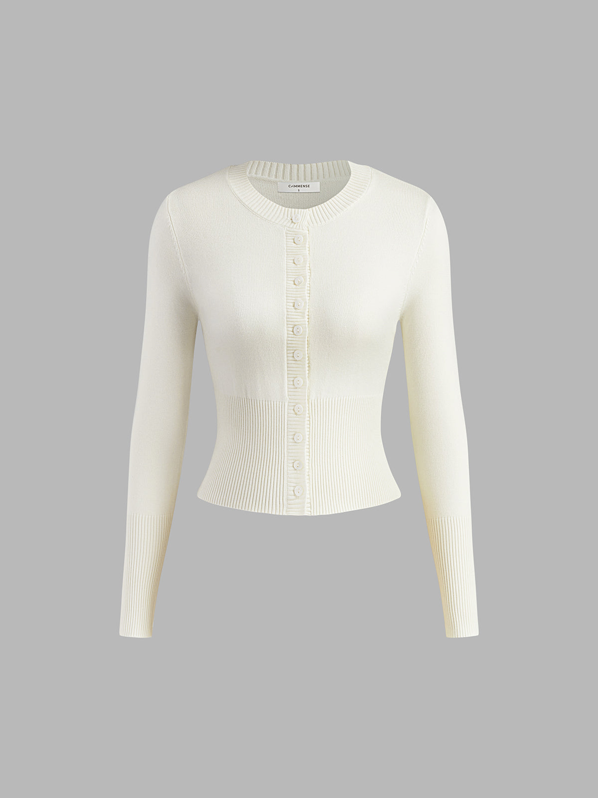Round Neck Long Sleeve Cardigan