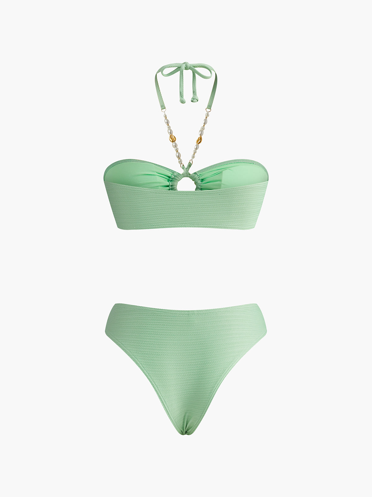 Halter Textured O-Ring Bikini Set 