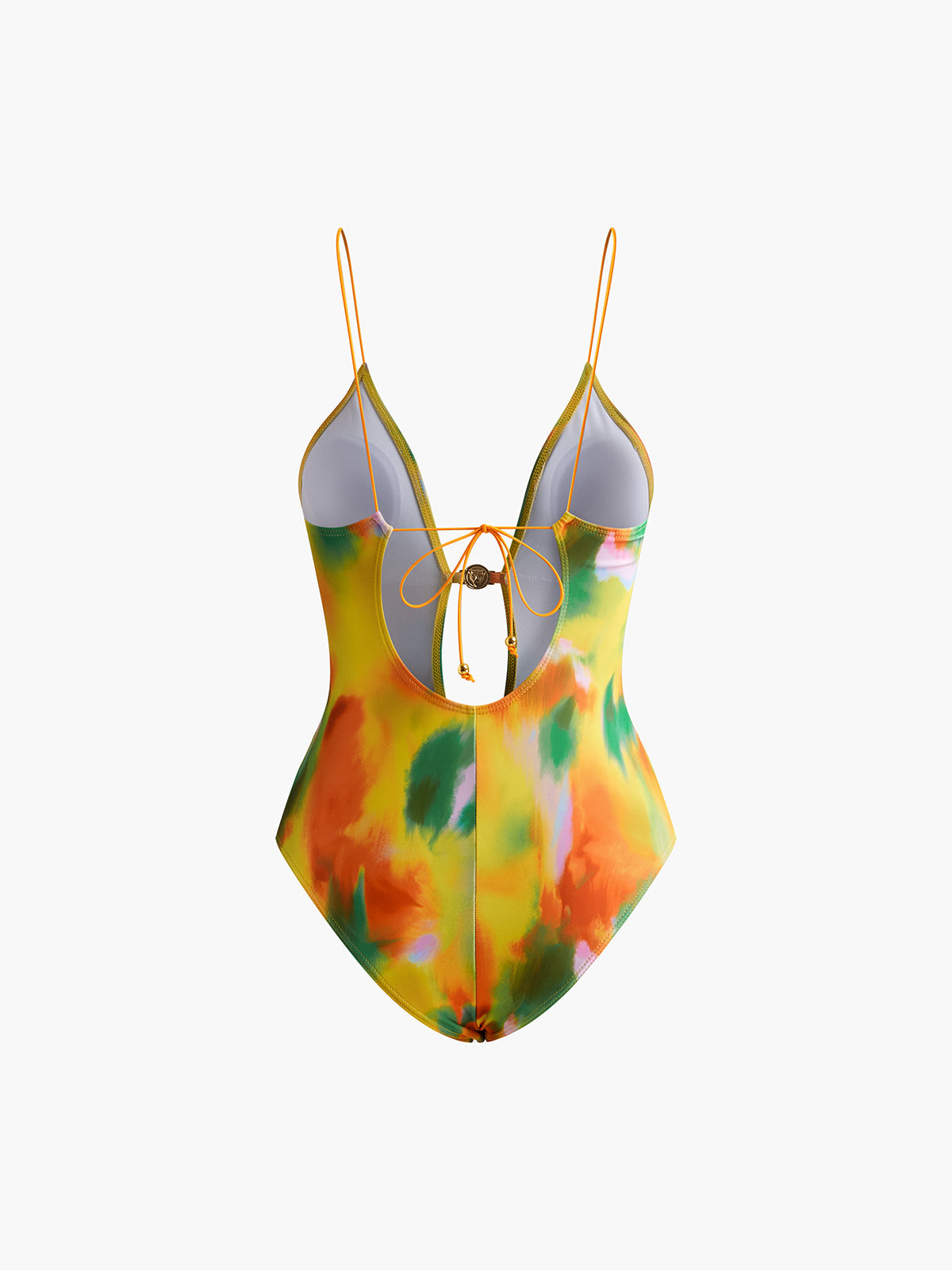 Cut Metal Print One-Piece Swimsuit