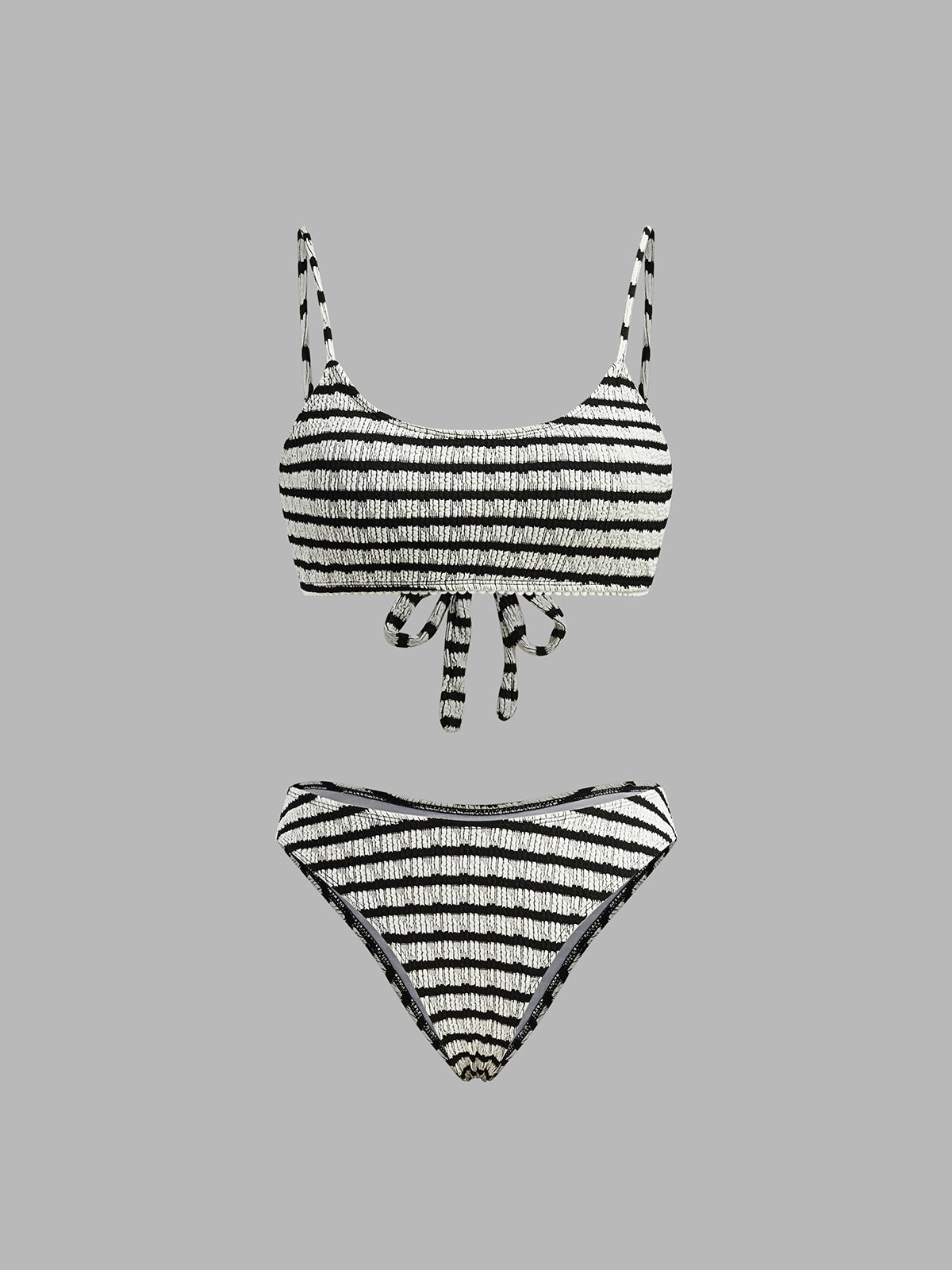 Bikini-Set mit Streifen und Bindebändern am Rücken