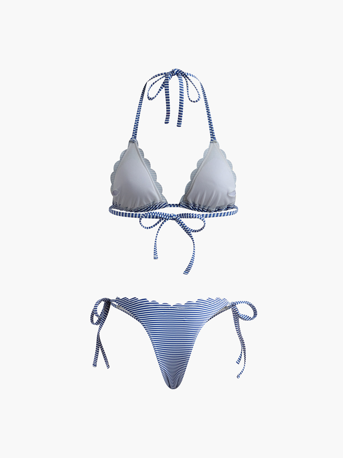 Halter Stripe Bikini Set with Removable Pads