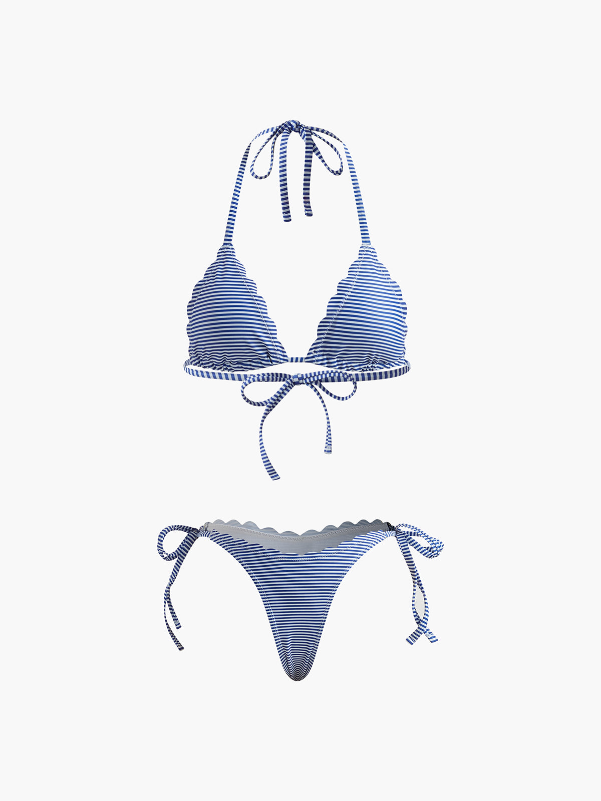 Halter Stripe Bikini Set with Removable Pads
