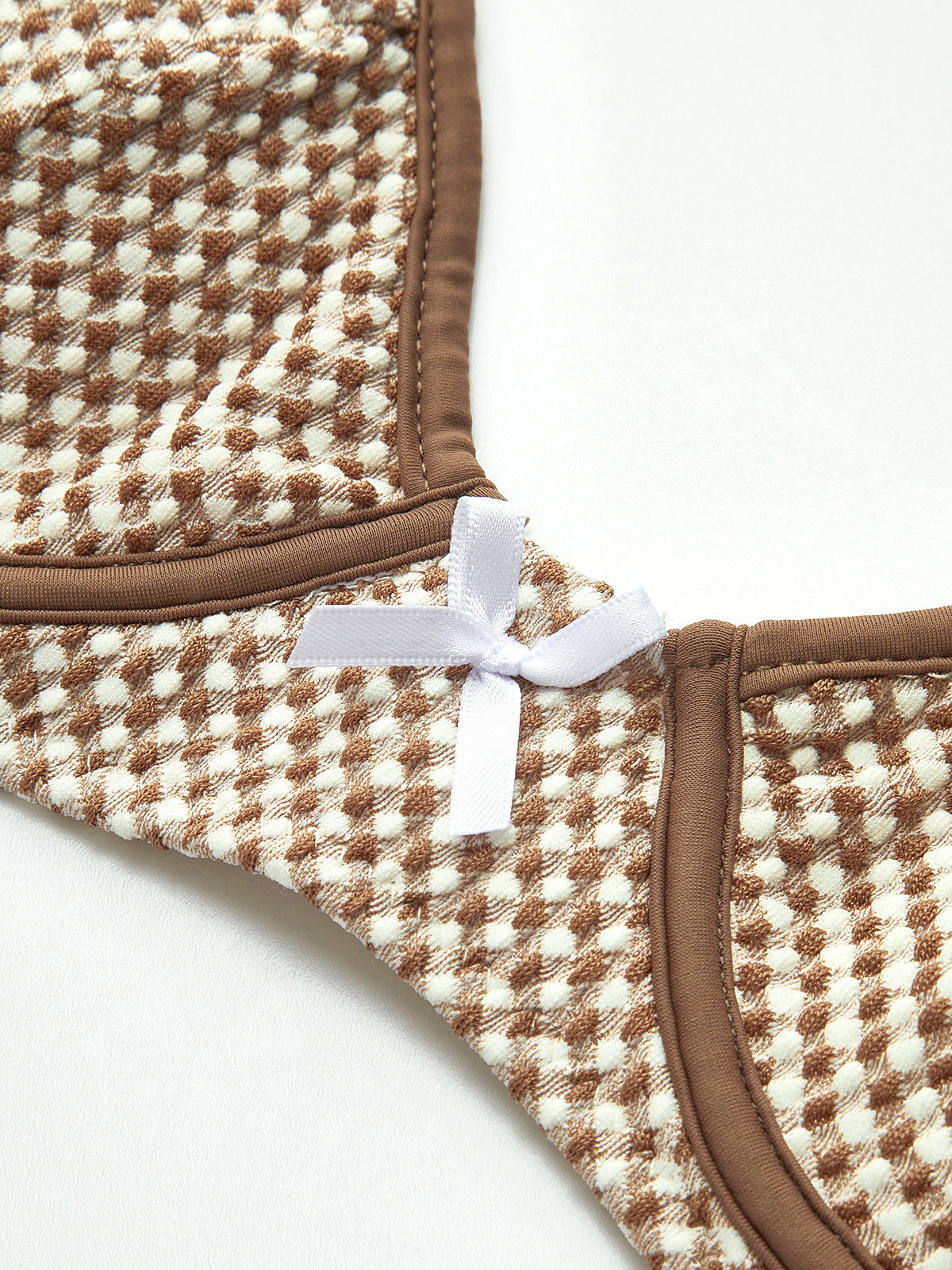 Contrasting Tie-Up Plaid Bikini Set