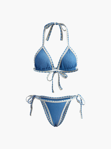 Bikini-Set mit kontrastierendem Schnürverschluss und Knoten