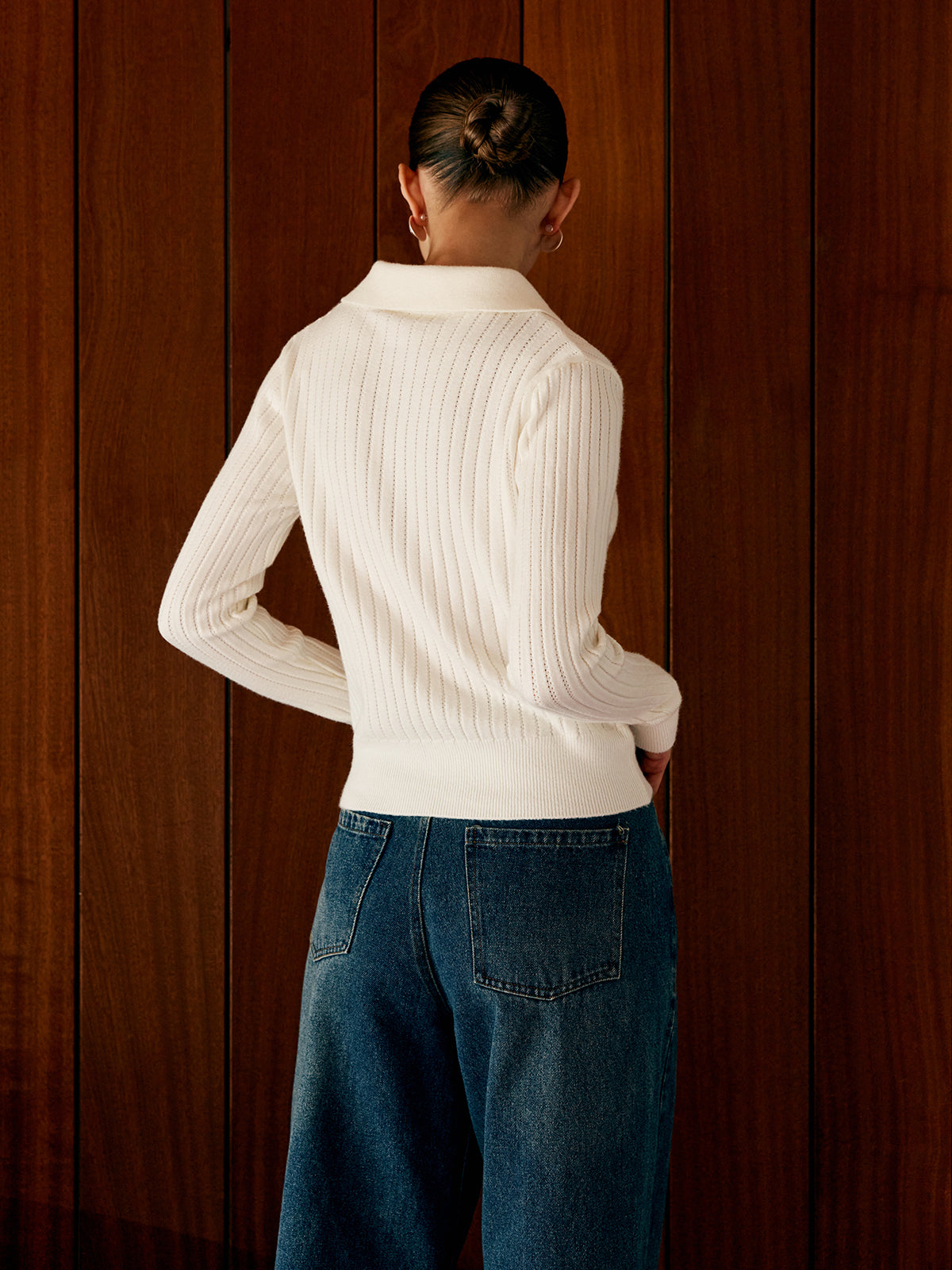Wool Blend Collar Knit Cardigan