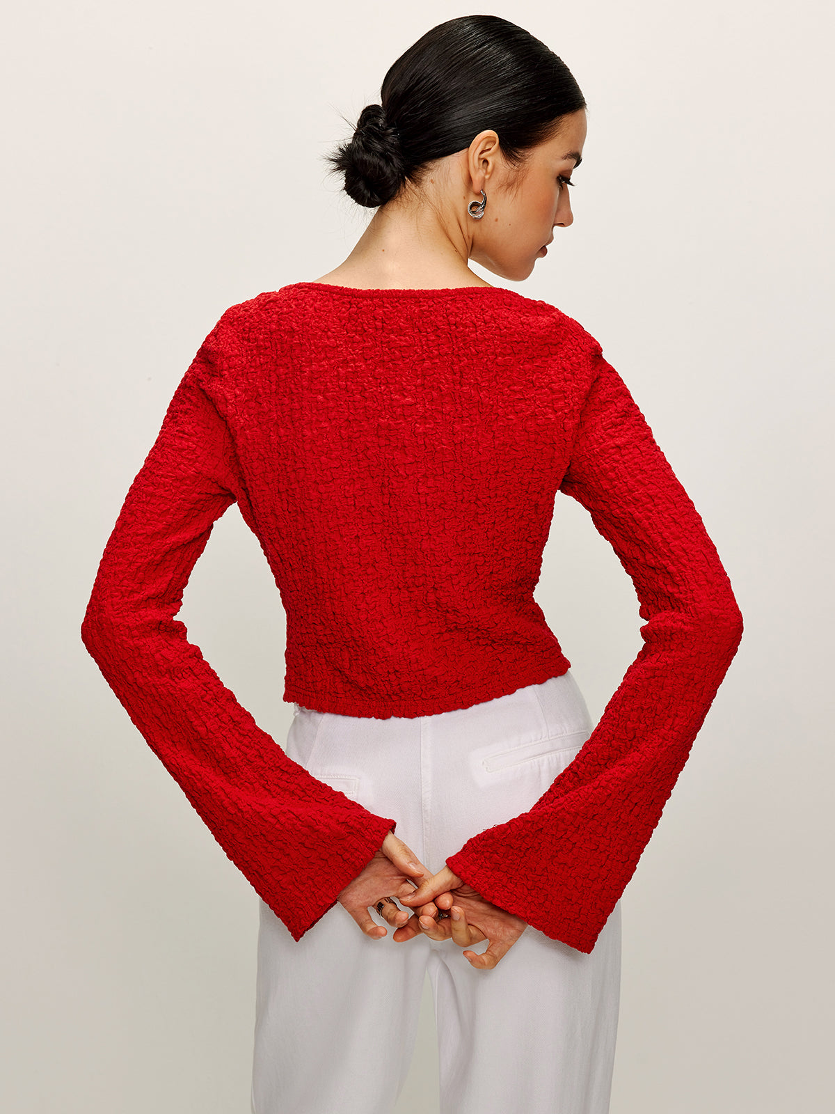 Cotton Blend Soft Blouse with Front Tie