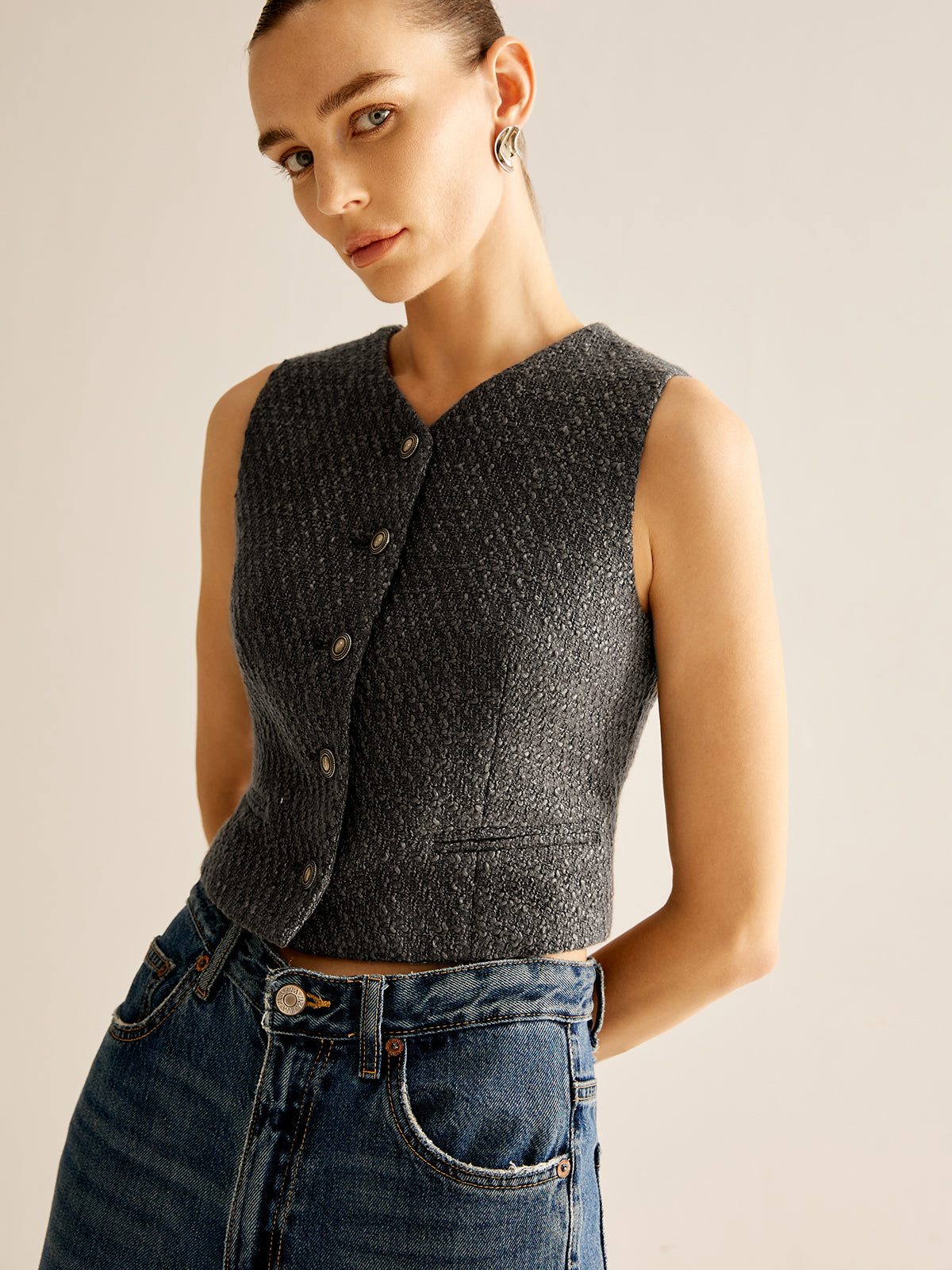Vintage Tweed Breast Vest