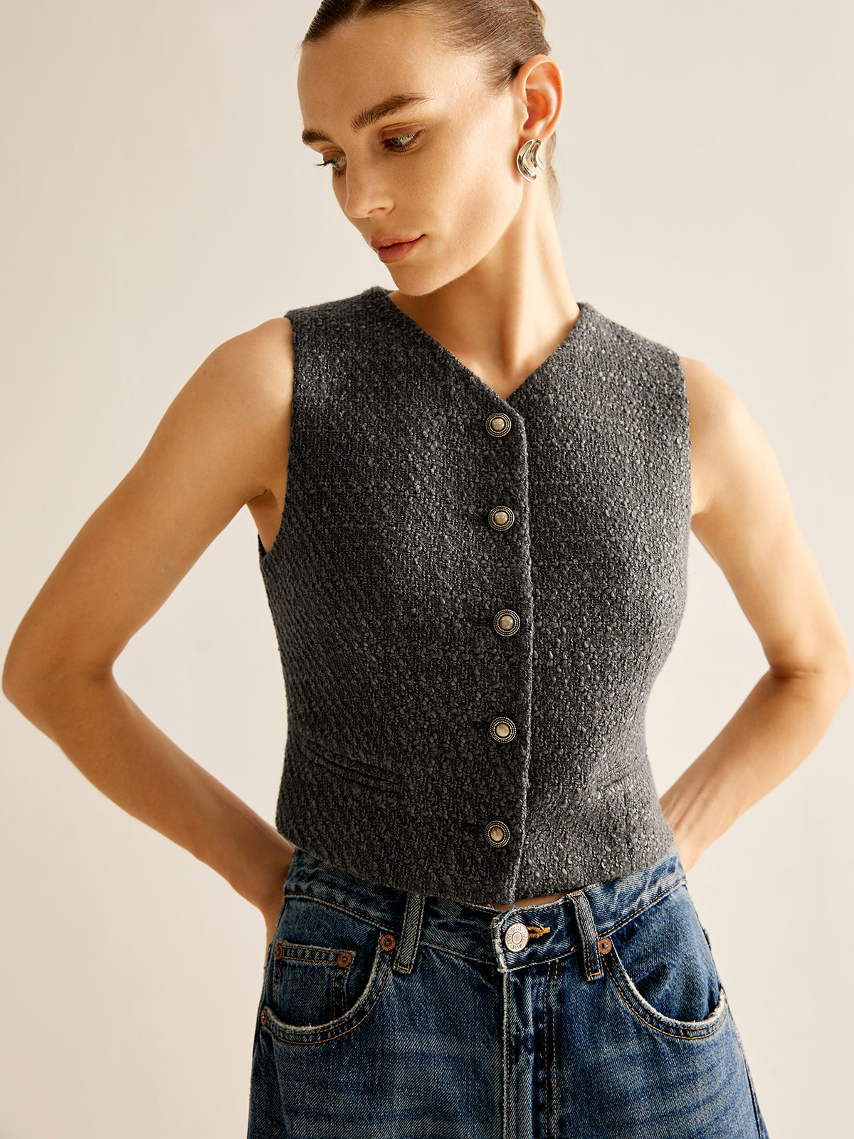 Vintage Tweed Breast Vest