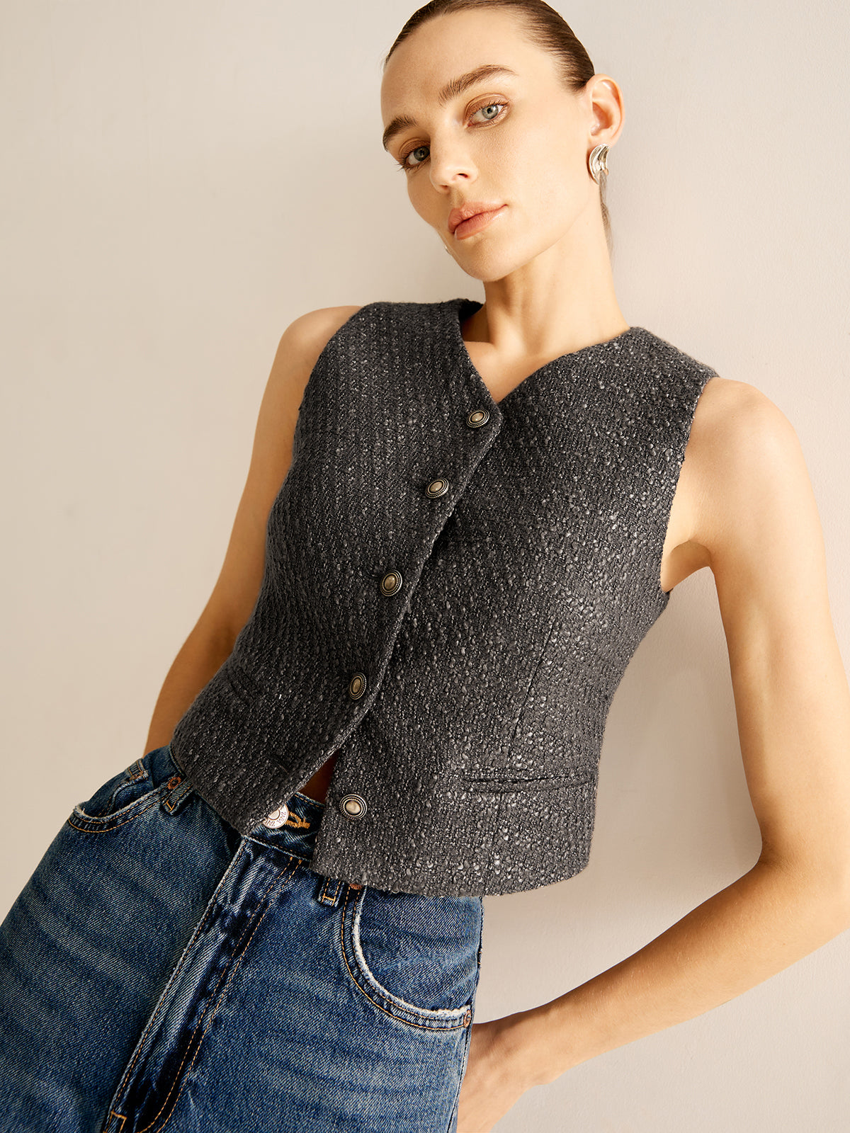 Vintage Tweed Breast Vest