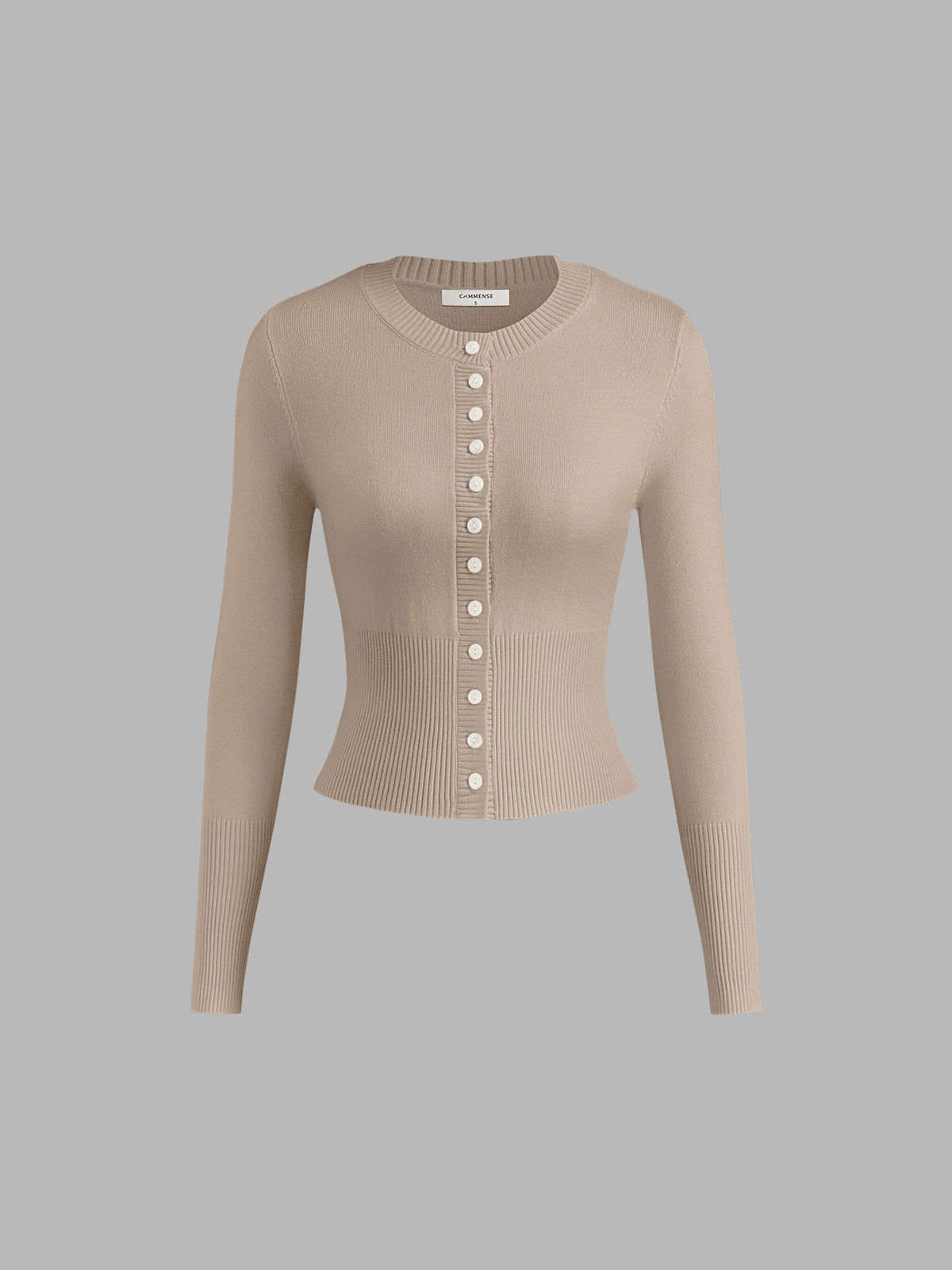 Round Neck Long Sleeve Cardigan