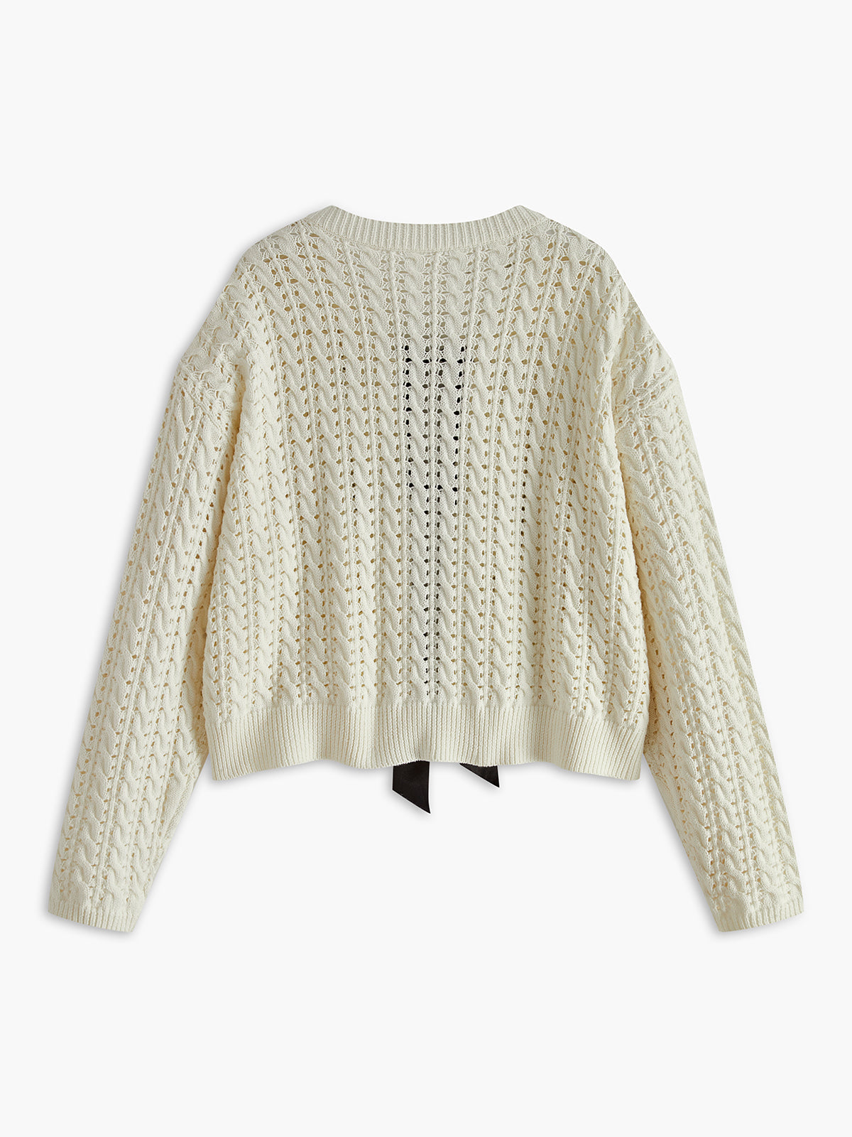 Round Neck Cardigan with Bow