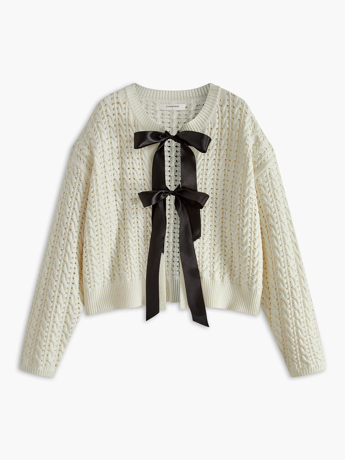 Round Neck Cardigan with Bow