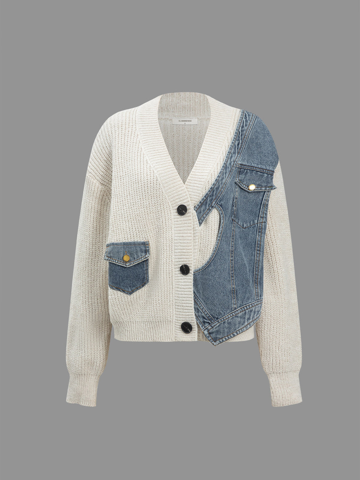 Asymmetric Patchwork Pocket Cardigan