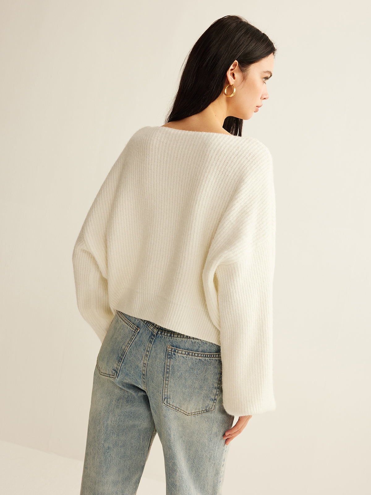 Strickjacke aus Wollmischgewebe mit Kordelzug