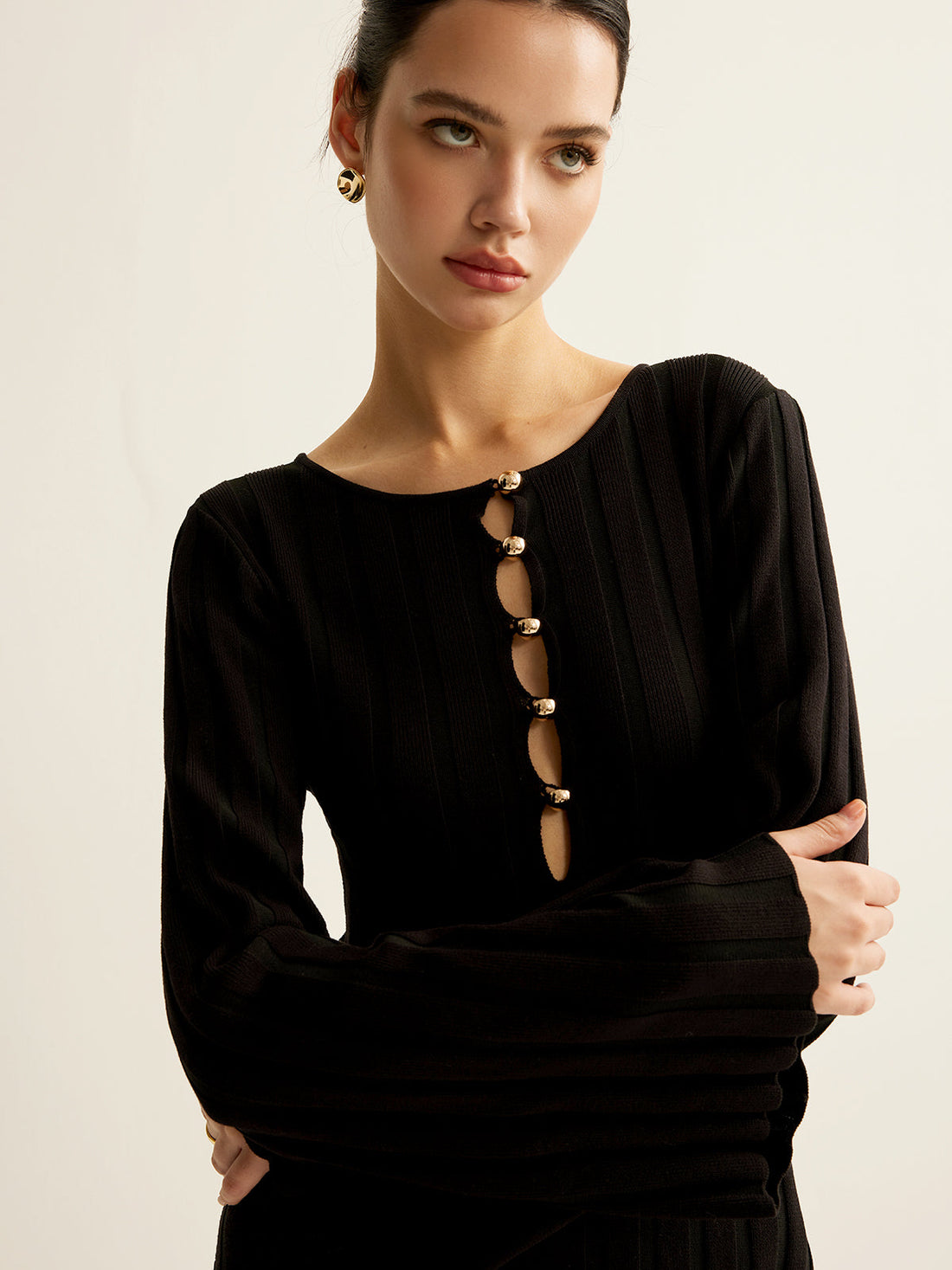 Maxikleid aus weichem Strick mit Cut-outs