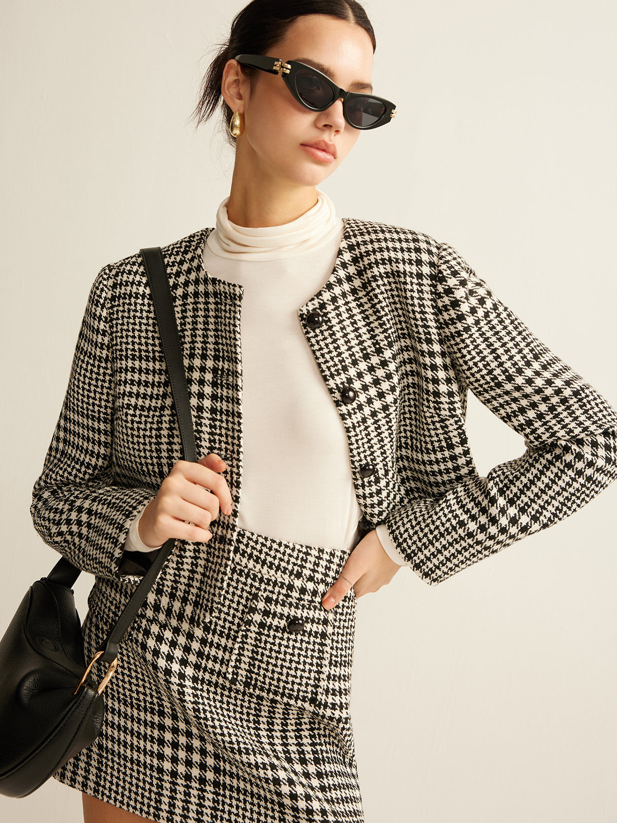 Wool Blend Plaid Jacket