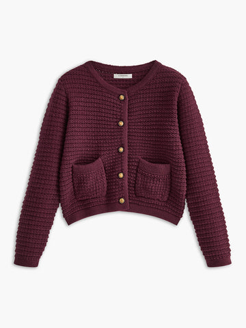 Bequeme kurze Strickjacke mit Brustbereich